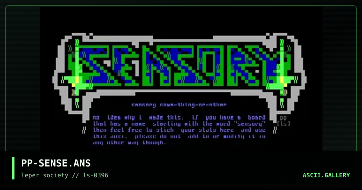 sensory ? - use this if you can, by phorce phed, 1996