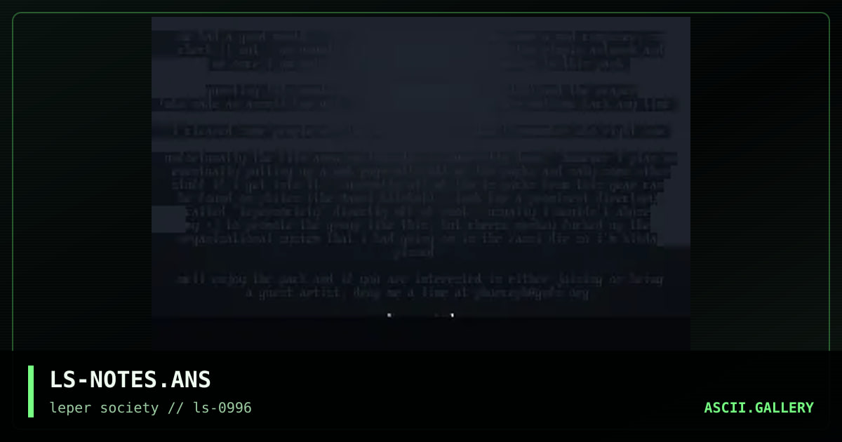 leper society notes, by phorce phed, 1996