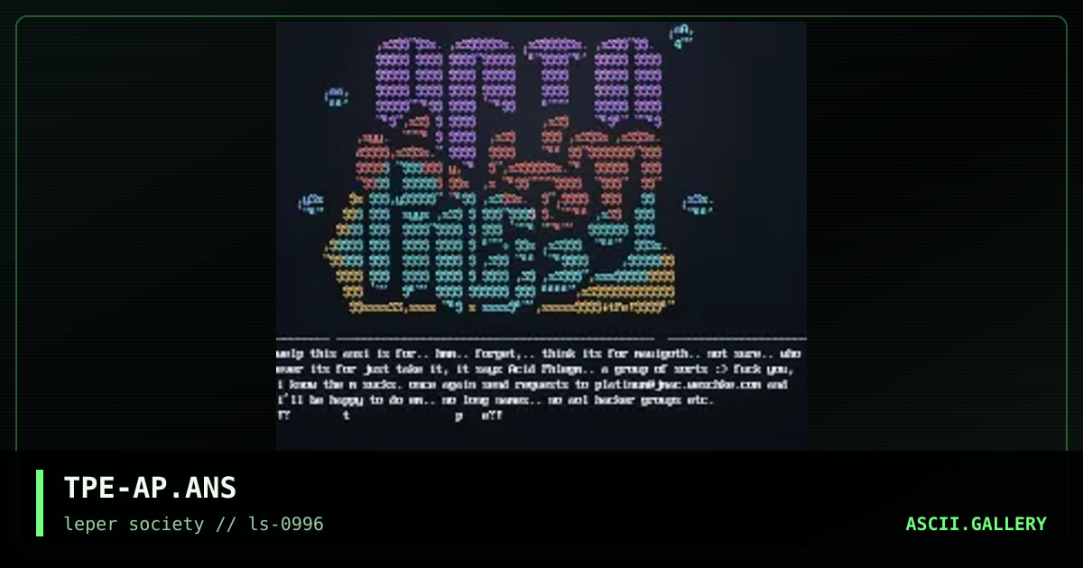 acid plegm (with a crappy m), by the platinum eagle, 1996
