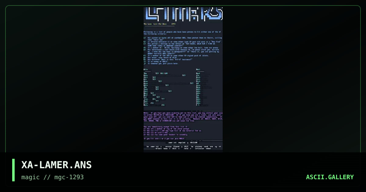 XA-LAMER.ANS, by xaxisian, 1993