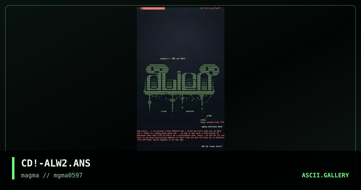alien warfare pic/font #1, by cardiac, 1997