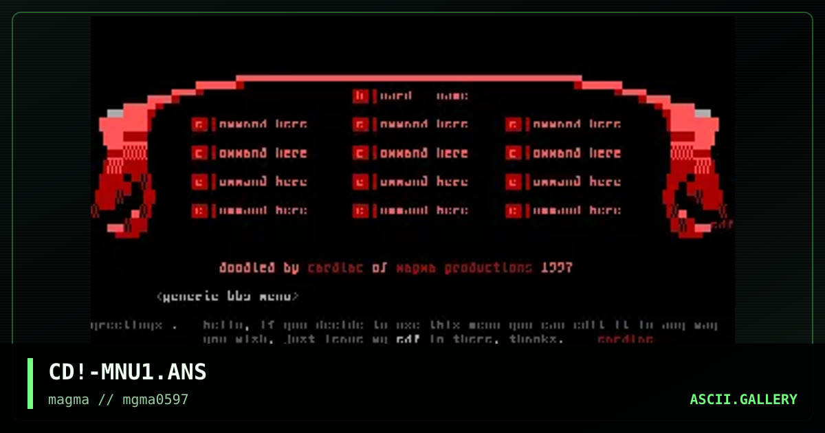 generic bbs menu #1, by cardiac, 1997