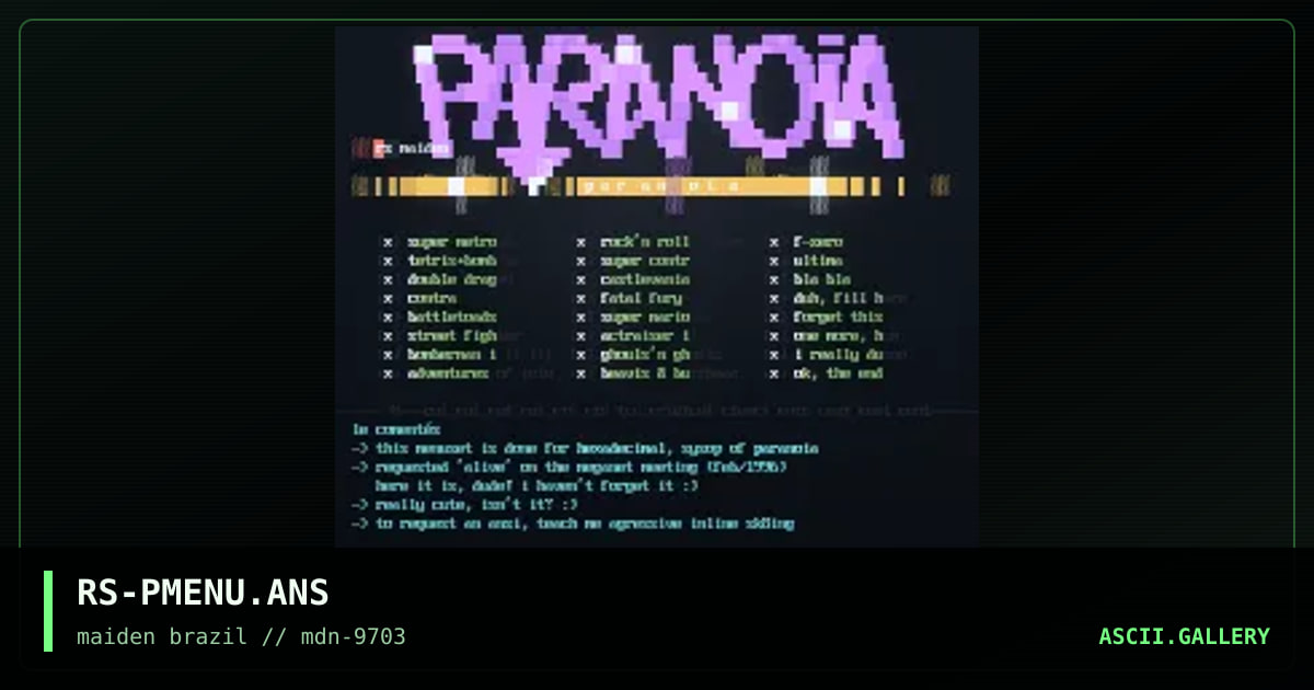paranQia rnenu, by rorshack, 1997