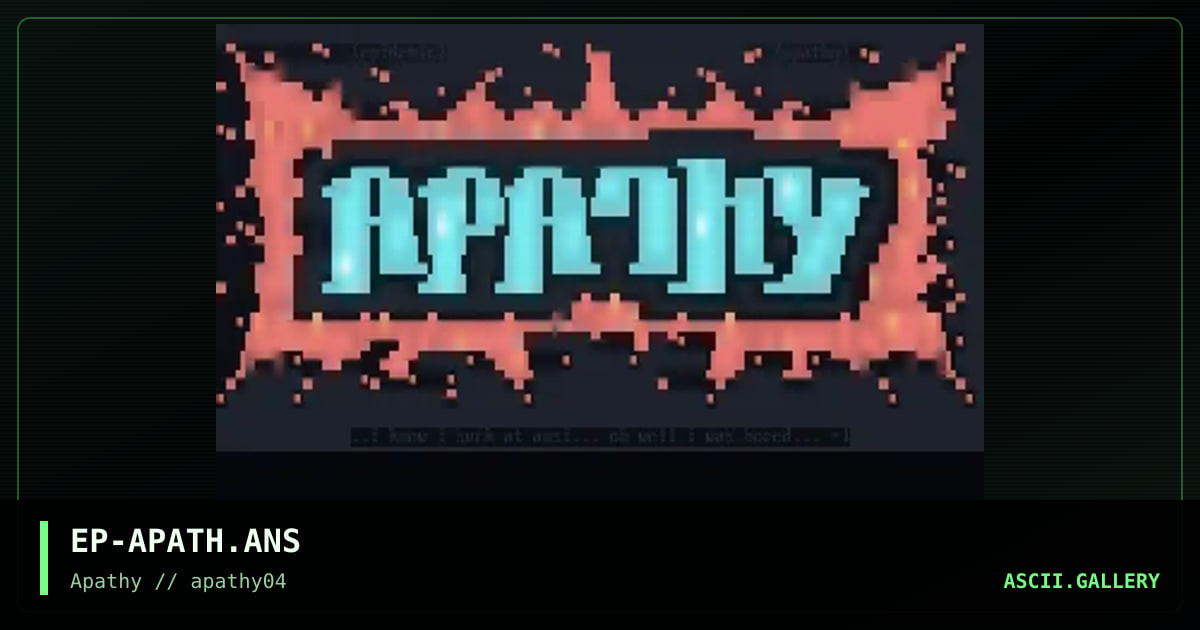 Apathy, by epidemic, 1995