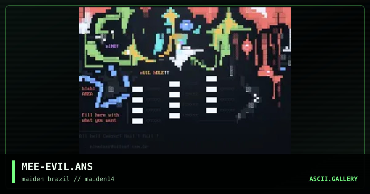 menu for evil hole, by minotaur, 1997