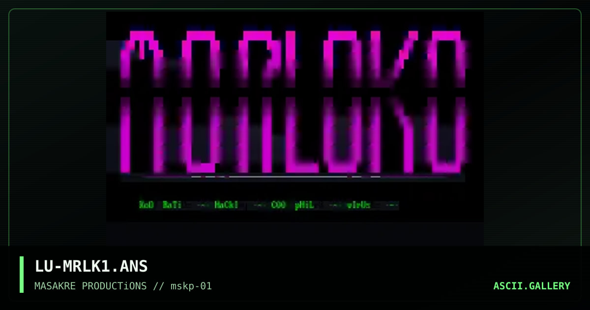 Morloko Art --* ANSi I *--, by luka, 1996