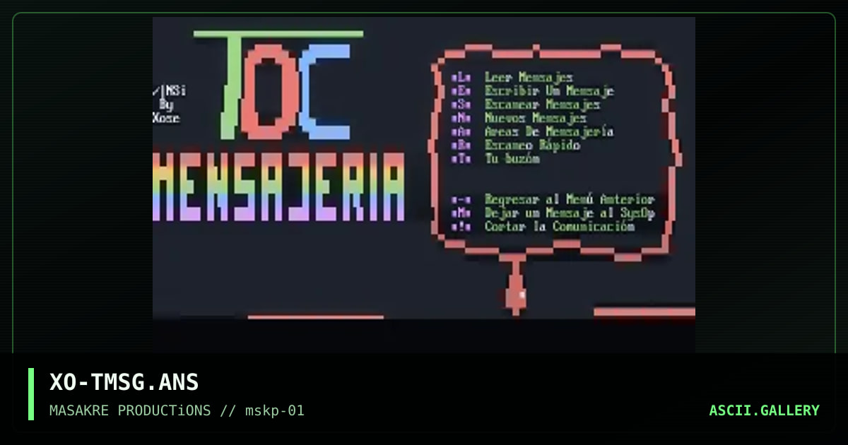 TOC BBS Messages Menu, by xose, 1996