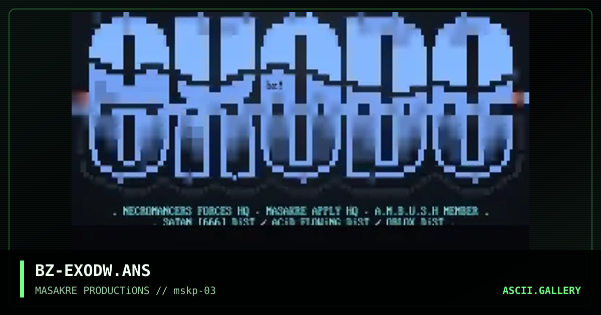 exodo welcome logo, by biozard, 1996