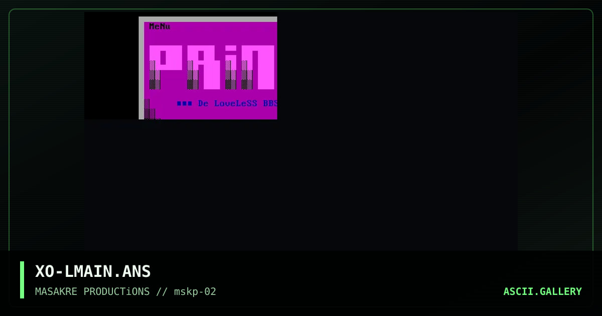 LoveLess Main Menu\0\0\0\0\0\0\0\0\0\0\0\0\0\0\0\0, by xose, 1996