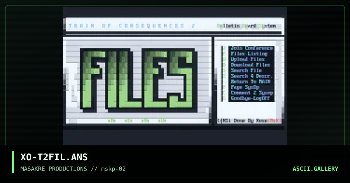 T.O.C. 2 BBS - Files Menu, by xose, 1996