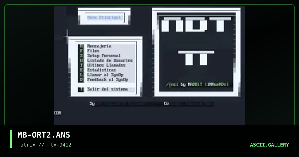 ORT ][ - Main Menu, by madbit, 1994