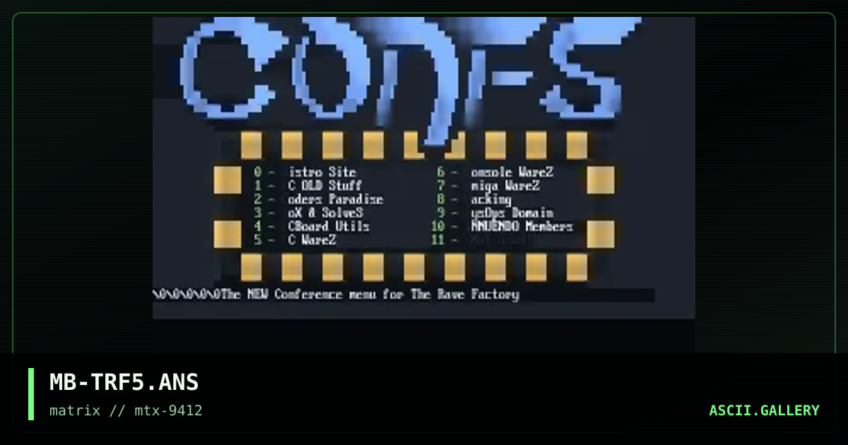 The Rave Factory - Conference Menu, by madbit, 1994