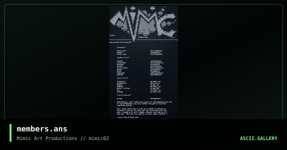 members.ans, by mimic ascii, 1998