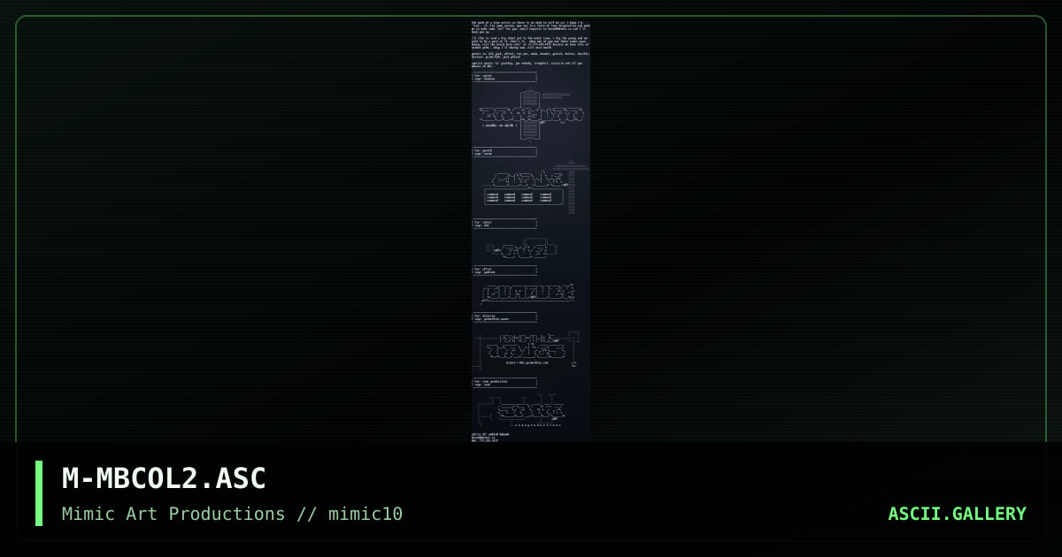 M-MBCOL2.ASC, by m brand0, 1999