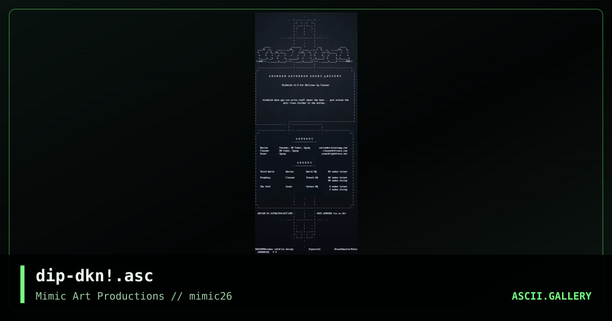 Drunken infofile design, by dipswitch, 2000