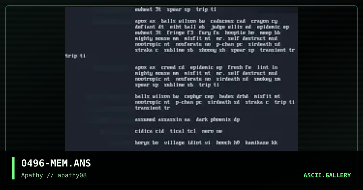 0496 Member List, by misfit, 1996