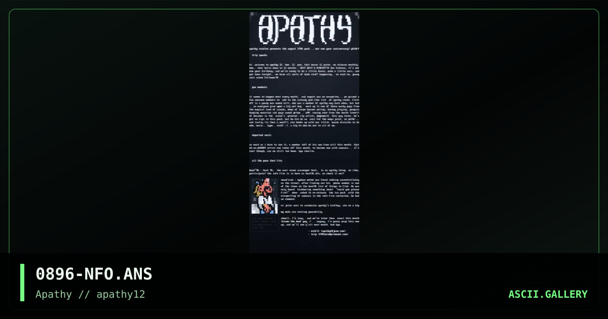 August '96 Info File, by transient, 1996