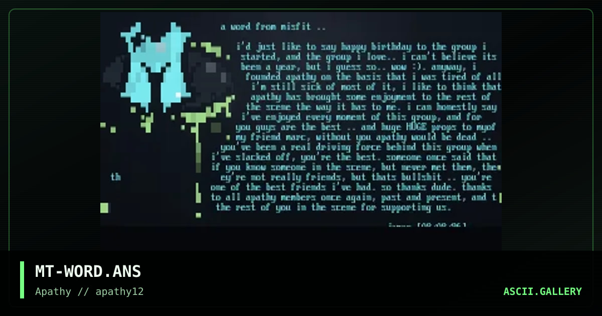 A word from Misfit, by misfit, 1996