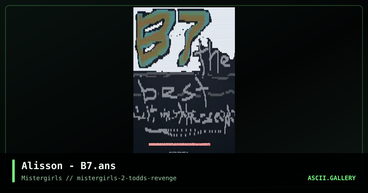 B7 Lit, by alison horsejello-smithe, 2018