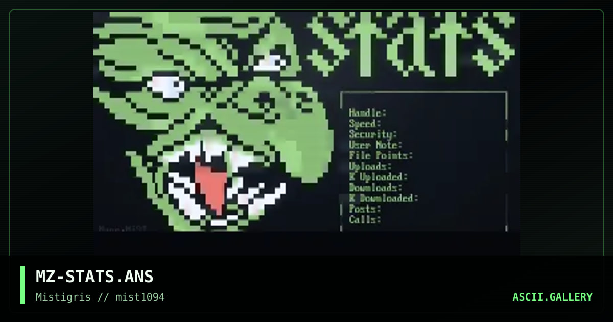 Stats screen for Salem's Lot, by the mage, 1994