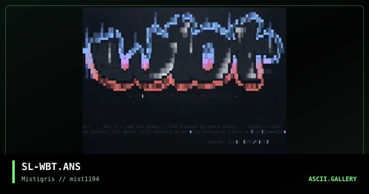 WBT Logo Font, by surreal logic, 1994