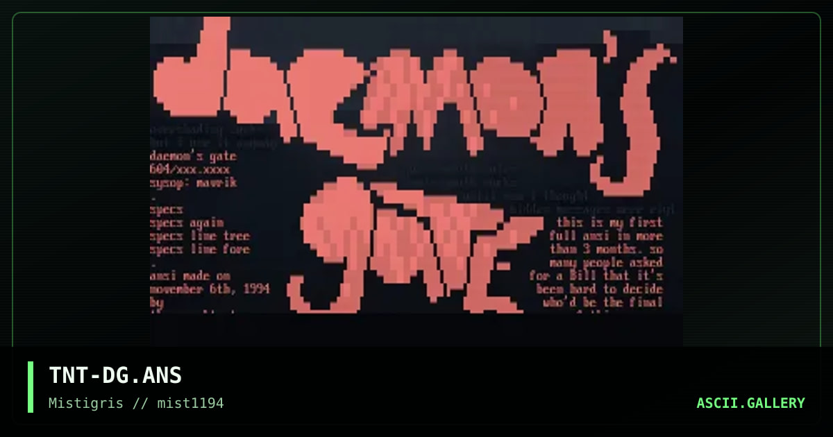 Daemon's Gate, by the naughty tycoon, 1994