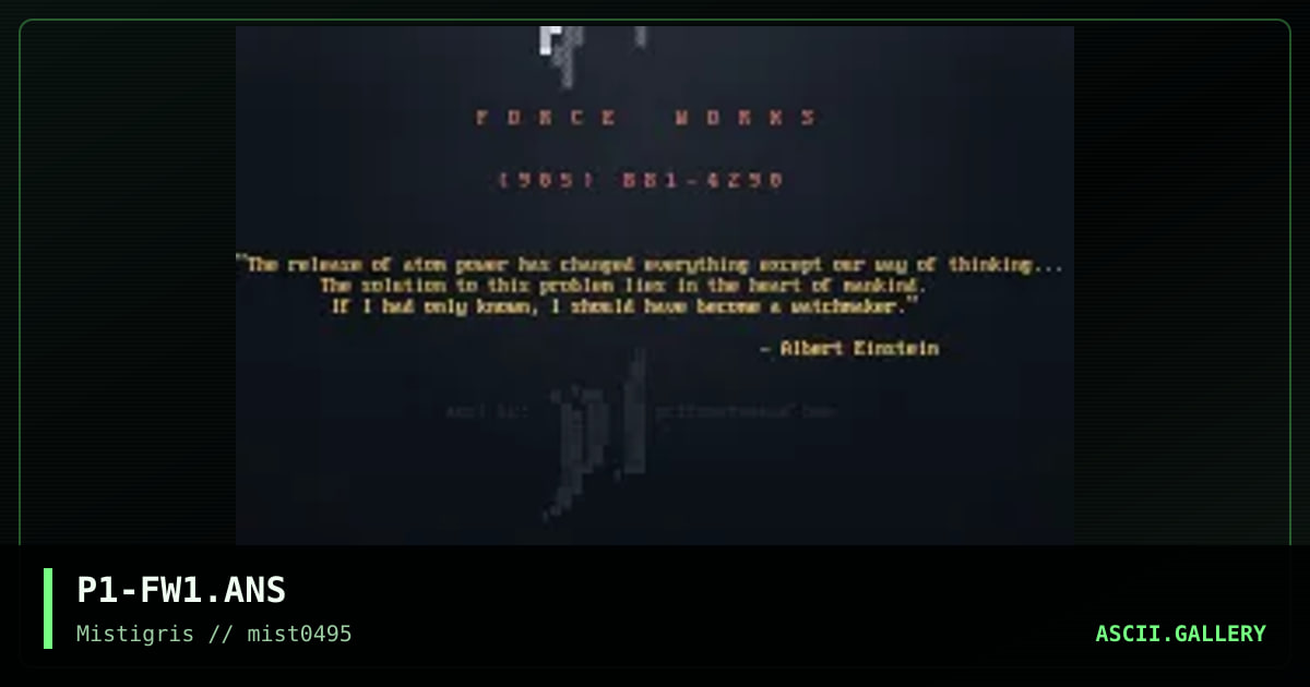 Force Works, by prisoner number one, 1995