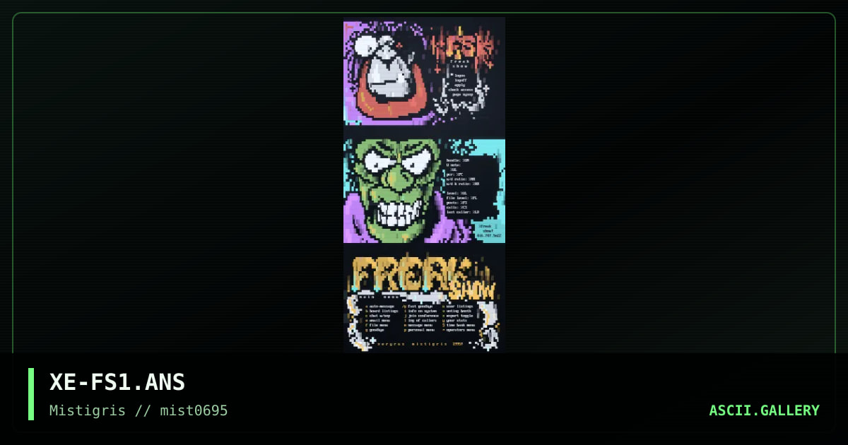 Freak Show screens, by xeryrus, 1995