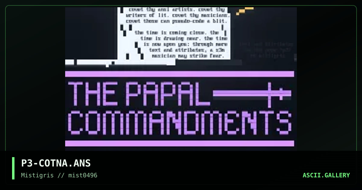 The Papal Commandments, by the pope, 1996