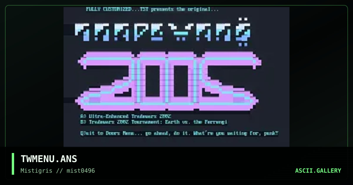 TRaDe WaRZz MeNu on TsT, by cthulu, 1996