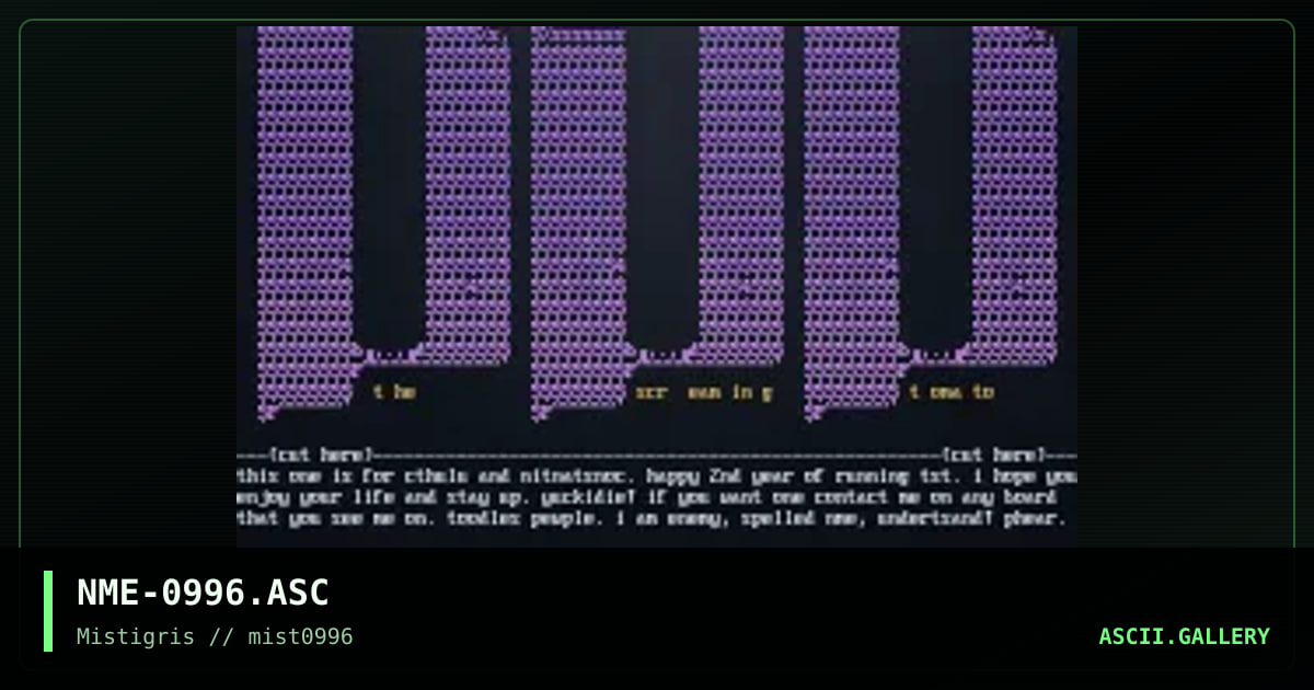 colly of ascii logos, by nme-mistigris, 1996