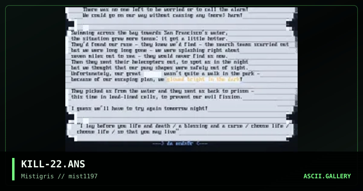 Alcatraz / Fear / Escape, by cthulu, ironghost, the green hornet, wat0r, 1997