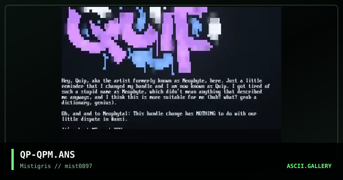 Neophyte -> Quip, by quip, 1997