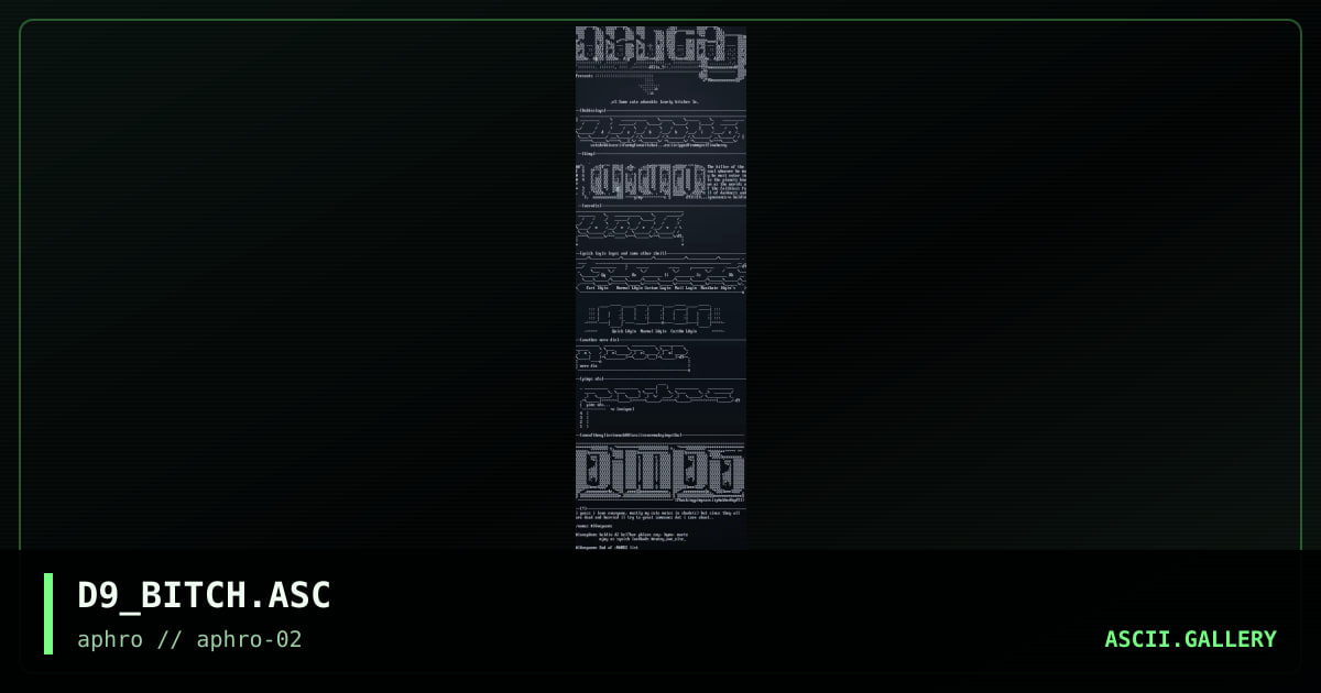 D9_BITCH.ASC, by delta 9, 1997