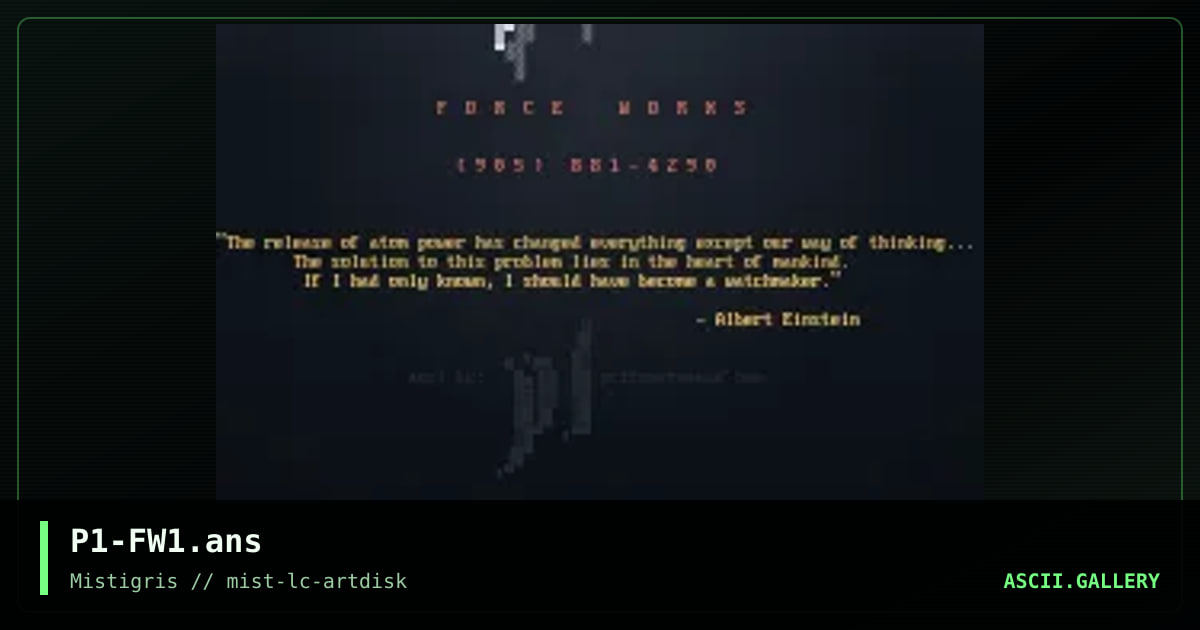 Force Works, by prisoner number one, 2014