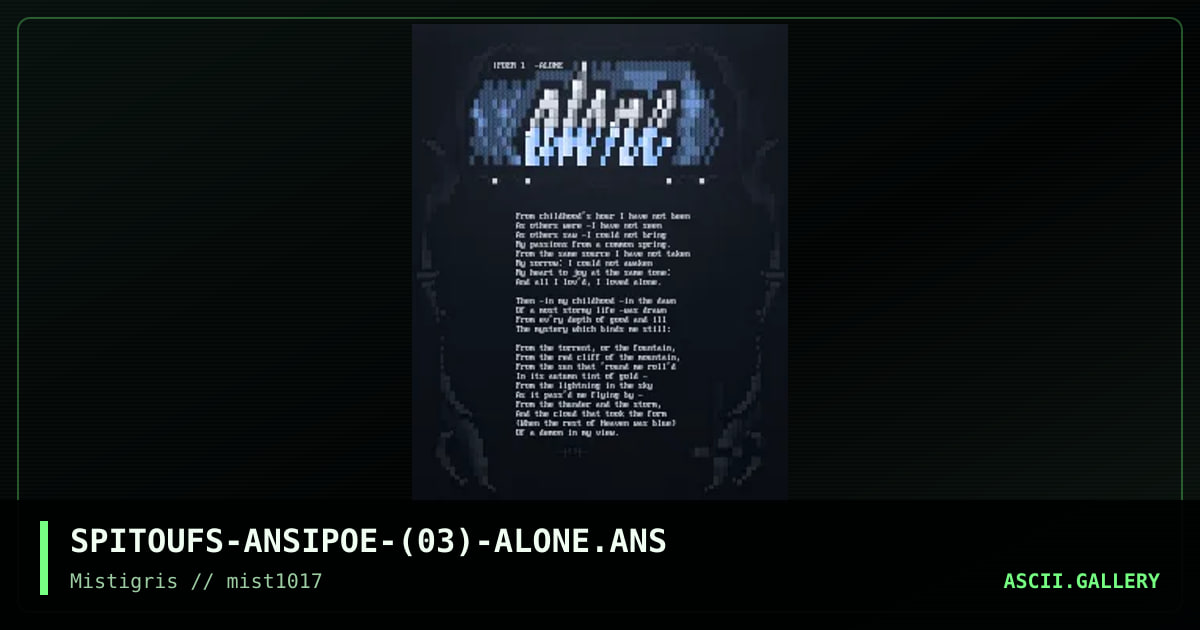 Poem 1 - Alone, by spitoufs, 2017