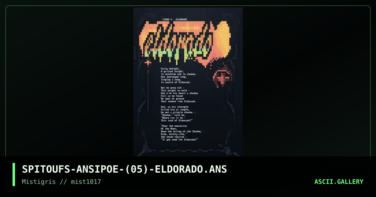 Poem 3 - El Dorado, by spitoufs, 2017