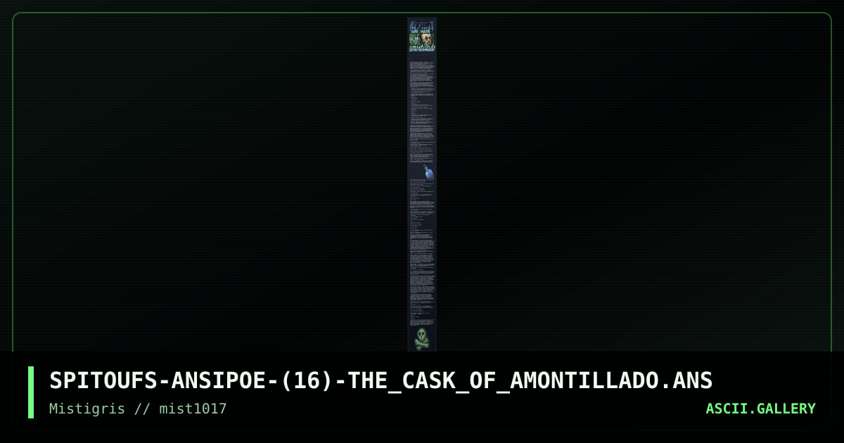 Story 7 - The Cask of Amontillado, by spitoufs, 2017