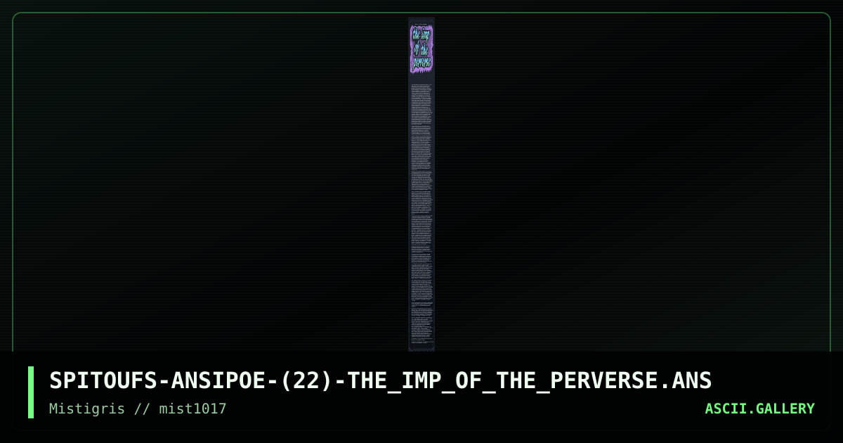 Story 11 - The Imp of the Perverse, by spitoufs, 2017