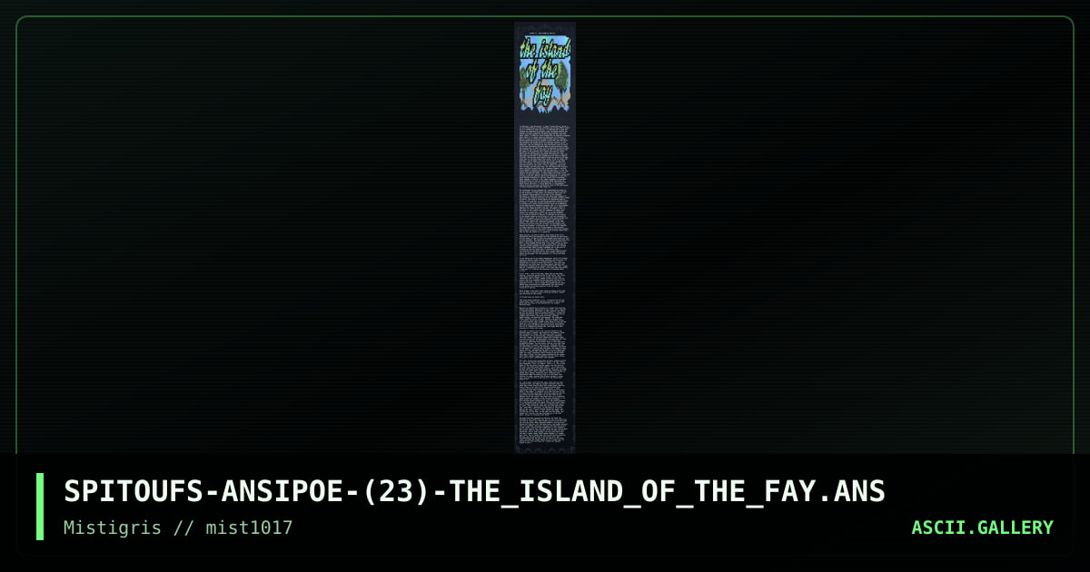 Story 12 - the Island of the Fay, by spitoufs, 2017