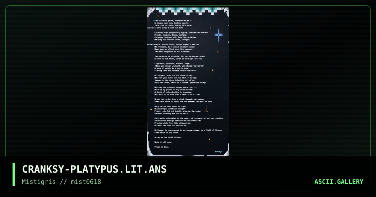 Platypus, by cranksy, 2018