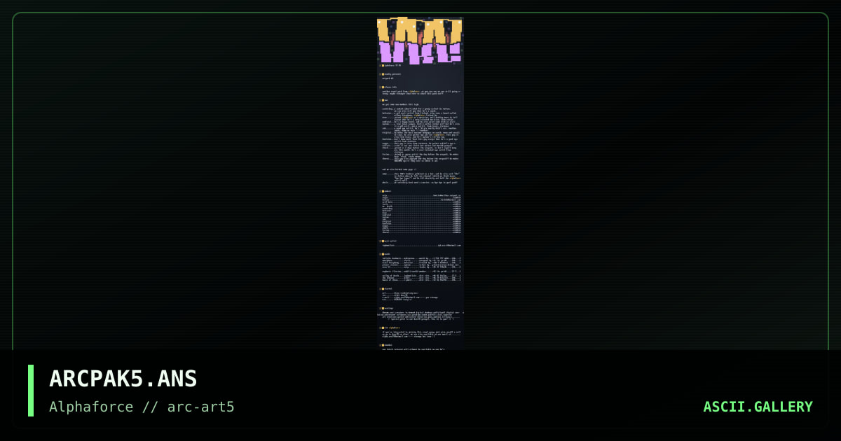 ARCPAK5.ANS, by dalton, 1998