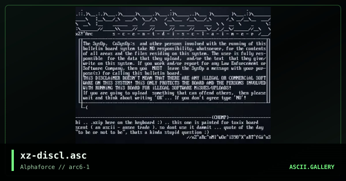 xz-discl.asc, by xzip, 1998